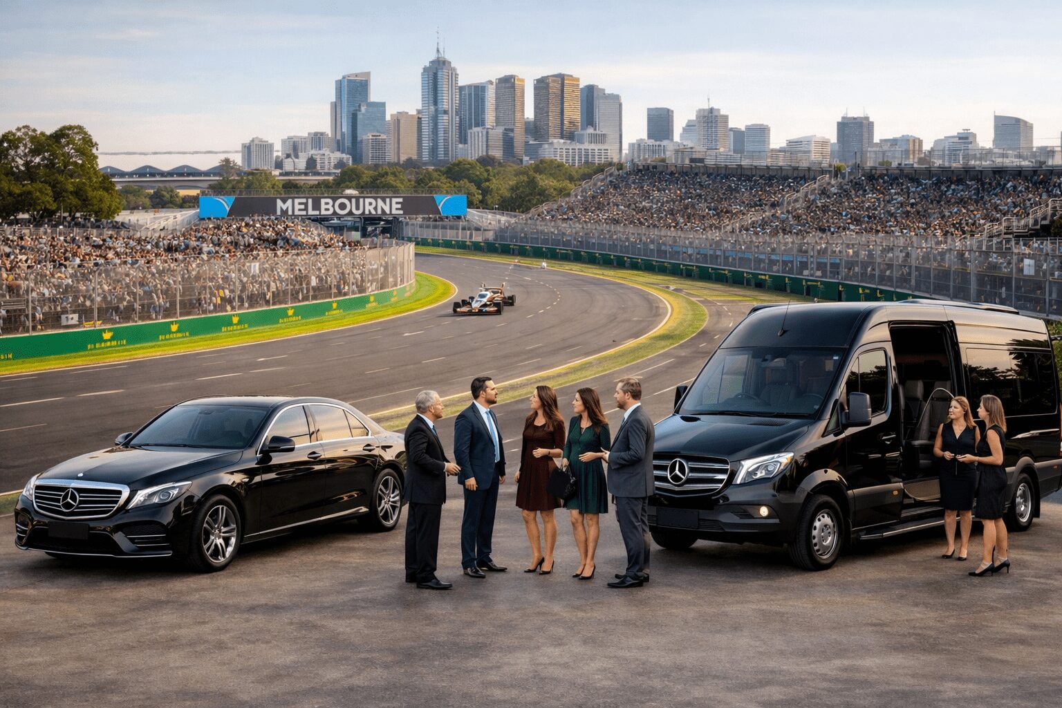 Luxury Chauffeur Transport to & from the Australian Grand Prix F1 Race in Melbourne